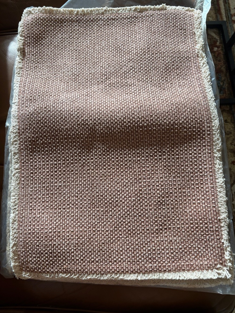 Pottery Barn Clay Woven Placemat Set (4) with Fringe